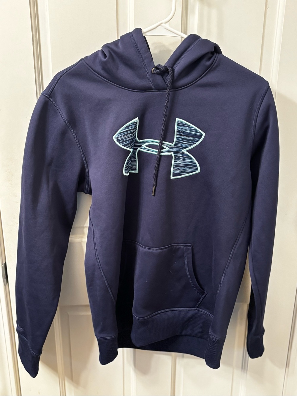 Under Armour Navy Crewneck Hoodie with Aqua Logo